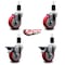 Service Caster 4'' Red Poly Wheel Swivel 1-1/2'' Expanding Stem Caster Set 2 Brakes, 4PK SCC-EX20S414-PPUB-RED-2-PLB-2-112 - alternate 5